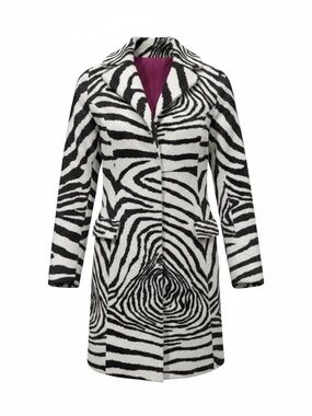 Etcetera Black and White Zebra Print Coat with Pink Lining